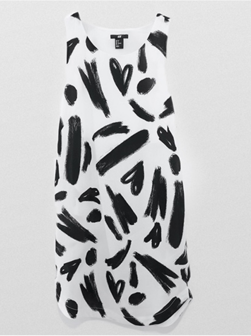 H&M Abstract Black & White Brushstroke Shift Mini Dress - Size 4